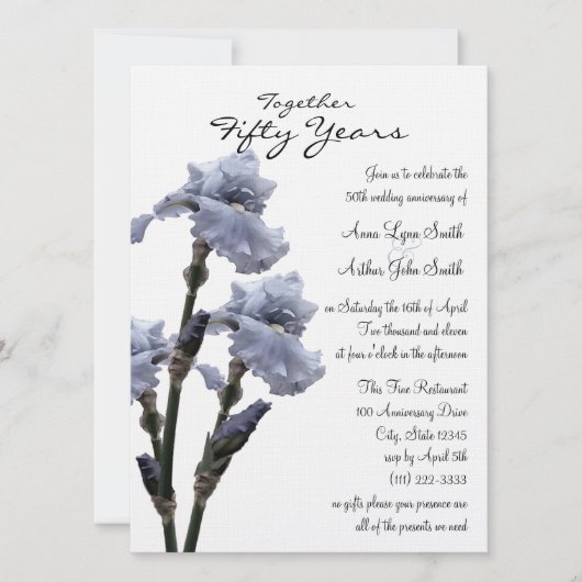 Blue Iris Jubileum Kaart (Voorkant)