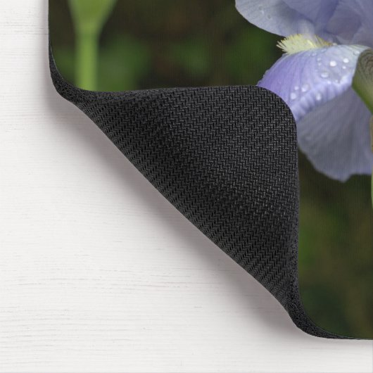Blue Iris met Raindrops Mousepad Muismat (Hoek)