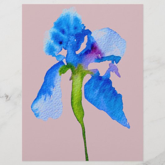 Blue Iris moderne florale waterverf kunst (Voorkant)
