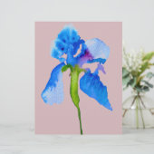 Blue Iris moderne florale waterverf kunst (Staand voorkant)