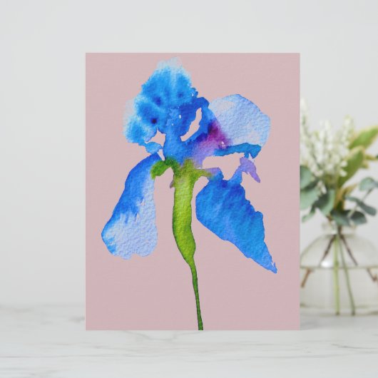 Blue Iris moderne florale waterverf kunst (Staand voorkant)