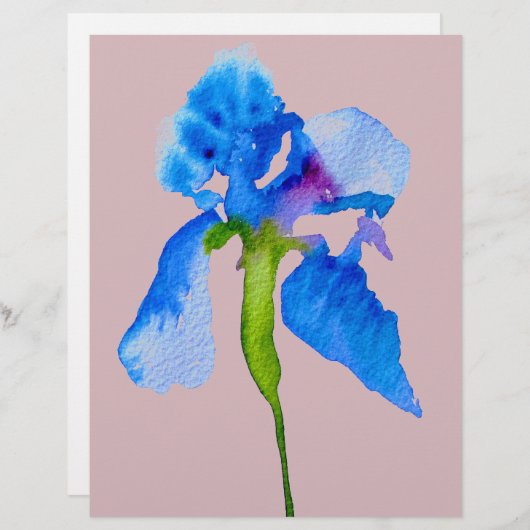Blue Iris moderne florale waterverf kunst (Voorkant / Achterkant)