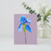 Blue Iris moderne florale waterverf kunst Briefkaart (Staand voorkant)
