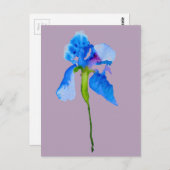 Blue Iris moderne florale waterverf kunst Briefkaart (Voorkant / Achterkant)