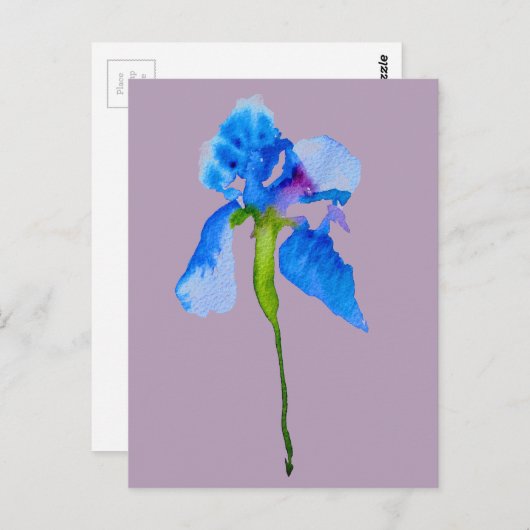 Blue Iris moderne florale waterverf kunst Briefkaart (Voorkant / Achterkant)