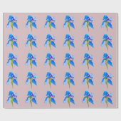 Blue Iris moderne florale waterverf kunst Cadeaupapier (Vlak)