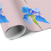 Blue Iris moderne florale waterverf kunst Cadeaupapier (Rol Hoek)