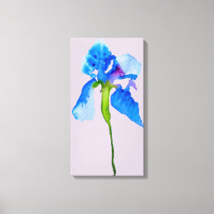 Blue Iris moderne florale waterverf kunst Canvas Afdruk
