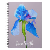 Blue Iris moderne florale waterverf kunst Notitieboek (Voorkant)