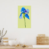 Blue Iris moderne florale waterverf kunst Poster (Keuken)