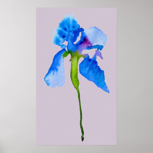 Blue Iris moderne florale waterverf kunst Poster (Voorkant)