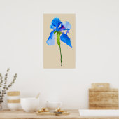 Blue Iris moderne florale waterverf kunst Poster (Keuken)