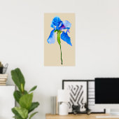 Blue Iris moderne florale waterverf kunst Poster (Thuiskantoor)