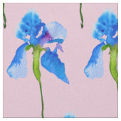 Blue Iris moderne florale waterverf kunst Stof (Close Up)