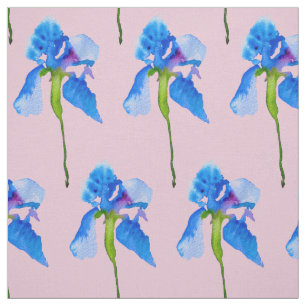 Blue Iris moderne florale waterverf kunst Stof