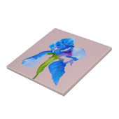 Blue Iris moderne florale waterverf kunst Tegeltje (Zijkant)