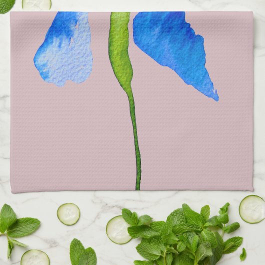 Blue Iris moderne florale waterverf kunst Theedoek (Gevouwen)