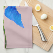 Blue Iris moderne florale waterverf kunst Theedoek (Quarter Fold)