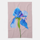 Blue Iris moderne florale waterverf kunst Theedoek (Verticaal)