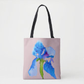 Blue Iris moderne florale waterverf kunst Tote Bag (Voorkant)