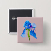 Blue Iris moderne florale waterverf kunst Vierkante Button 5,1 Cm (Voorkant /achterkant)