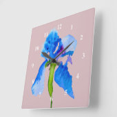 Blue Iris moderne florale waterverf kunst Vierkante Klok (Hoek)