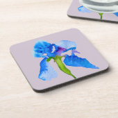 Blue Iris moderne waterverf florale kunst Bier Onderzetter (Linkerzijde)