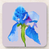 Blue Iris moderne waterverf florale kunst Bier Onderzetter (Voorkant)