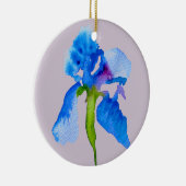 Blue Iris moderne waterverf florale kunst Keramisch Ornament (Rechts)