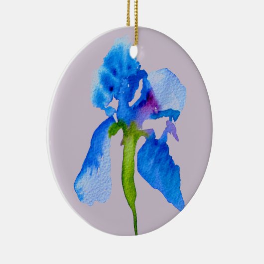 Blue Iris moderne waterverf florale kunst Keramisch Ornament (Rechts)