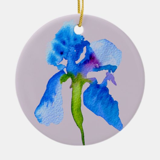 Blue Iris moderne waterverf florale kunst Keramisch Ornament (Voorkant)