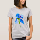 Blue Iris moderne waterverf florale kunst T-shirt (Voorkant)