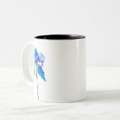 Blue Iris moderne waterverf florale kunst Tweekleurige Koffiemok (Voorkant links)