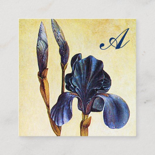 BLUE IRIS-monogram Vierkante Visitekaartje (Achterkant)