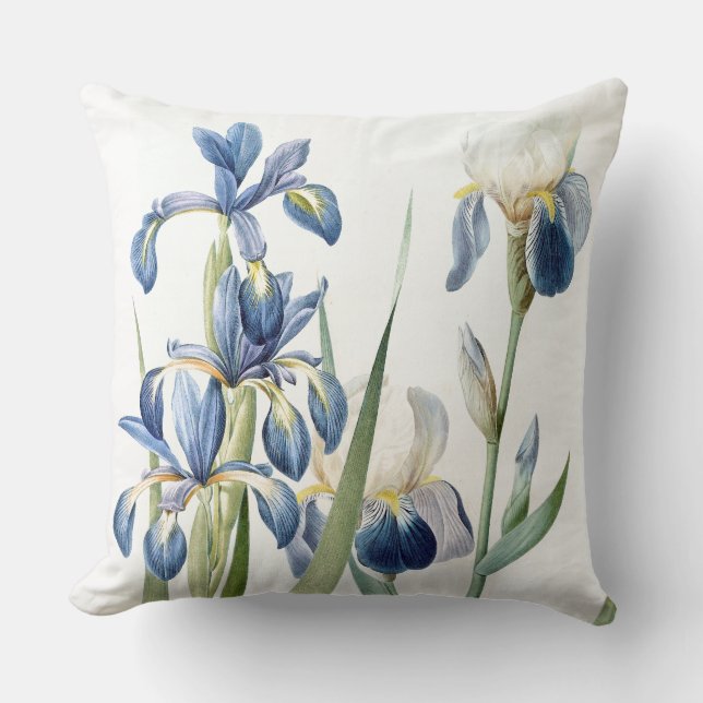 Blue Iris Poem Botanical Irises Flowers Floral Kussen (Voorkant)