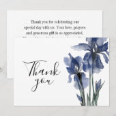 Blue Iris Simple Floral Waterverf Wedding Bedankkaart (Voorkant / Achterkant)
