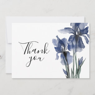 Blue Iris Simple Floral Waterverf Wedding Bedankkaart