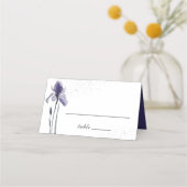 Blue Iris Simple Floral Waterverf Wedding Plaatskaartje (Voorkant)