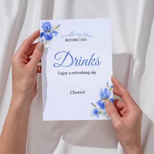 Blue Iris Something Blue Bridal Shower Drinks Sign Kaart