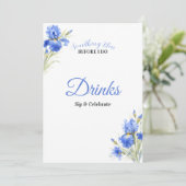 Blue Iris Something Blue Bridal Shower Drinks Sign Kaart (Staand voorkant)