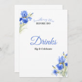 Blue Iris Something Blue Bridal Shower Drinks Sign Kaart (Voorkant / Achterkant)