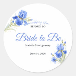 Blue Iris Something Blue Bridal Shower Envelope  Ronde Sticker