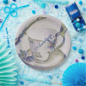 BLUE IRIS-TEACUP MONOGRAM PARTIJ PAPIEREN BORDJE (Feest)