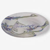 BLUE IRIS-TEACUP MONOGRAM PARTIJ PAPIEREN BORDJE (Gekanteld)