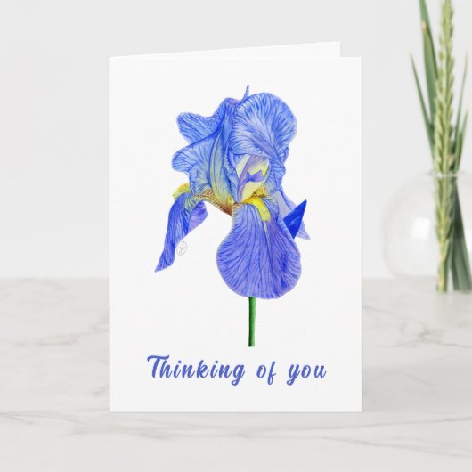 Blue Iris Thinking of You Folded Kaart (Voorkant)