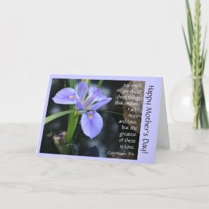 Blue Iris w Verse on Love, Moederdag Card Kaart