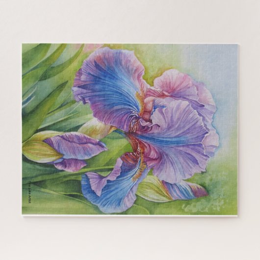 Blue Iris Watercolor Puzzle Legpuzzel (Horizontaal)
