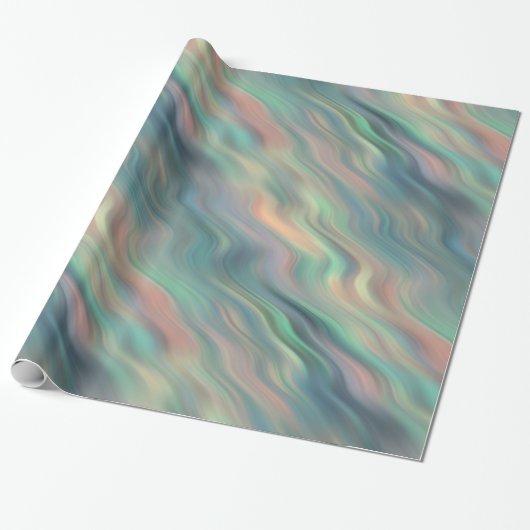 Blue Iris Wavy Texture Cadeaupapier (Uitgerold)