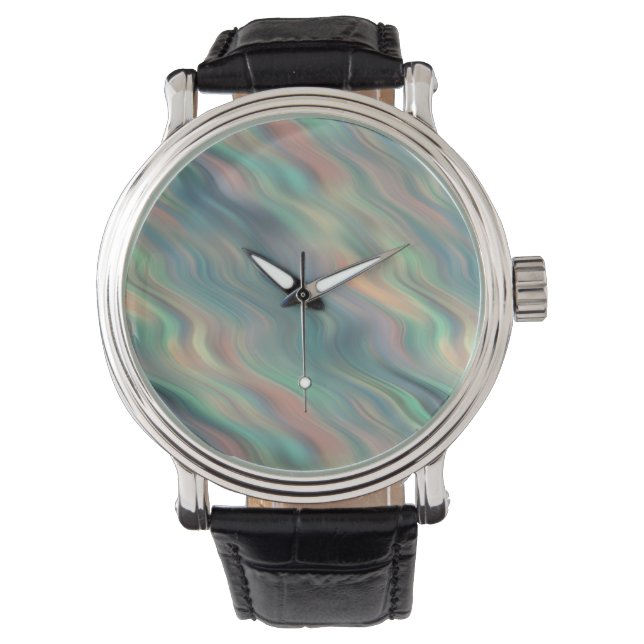 Blue Iris Wavy Texture Horloge (Voorkant)