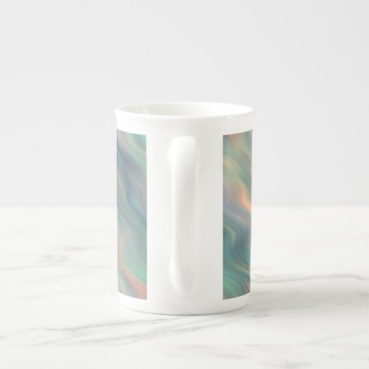 Blue Iris Wavy Texture Porselein Kop (Achterkant)